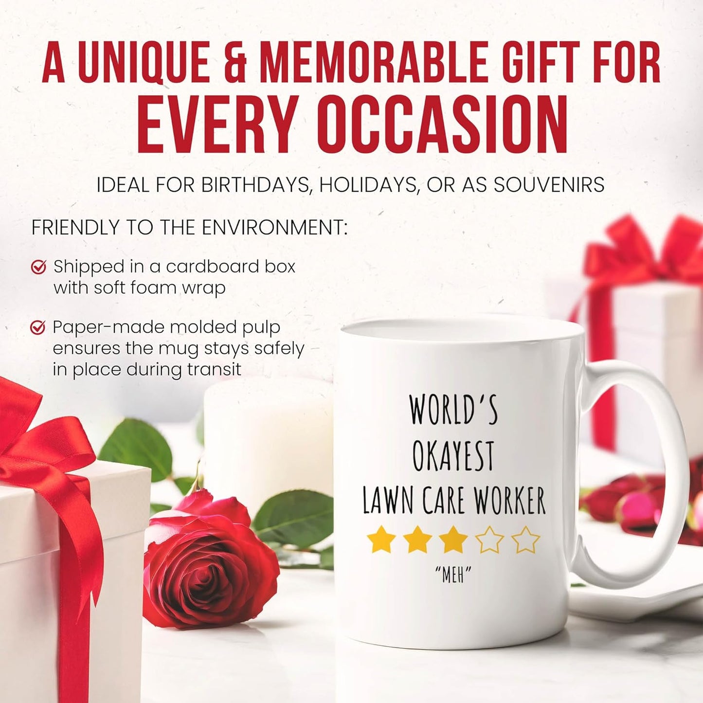 Okayest Lawn Care Worker Mug - Average Gardener Coffee Cup - Designer Funny Gift From Family - Yard Maintenance Tea Mugs - Cups - 11 Oz Ceramic Gifts For Outdoor Enthusiasts, Birthday, Him, Her