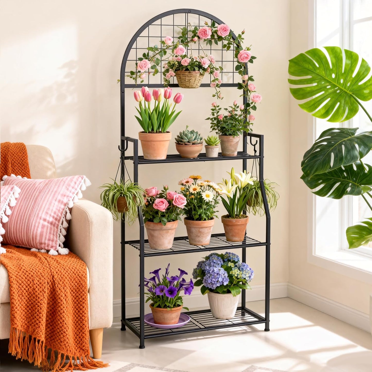 3 Tier Plant Stand Indoor Outdoor, Metal Plant Display Stand Plants Sh