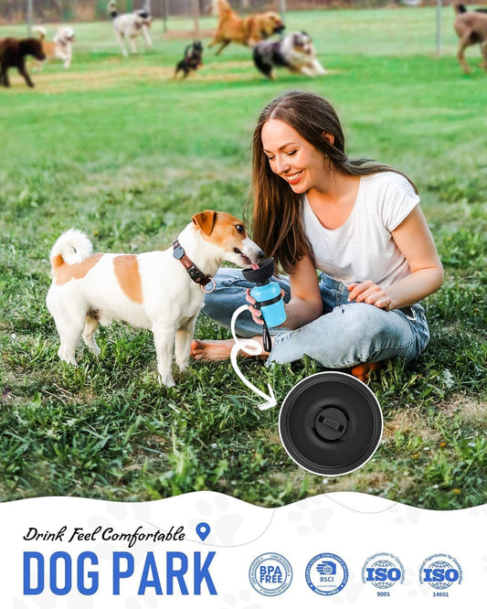 lesotc Dog Water Bottle, Portable Water Dispenser with Bowl, Leak Proo