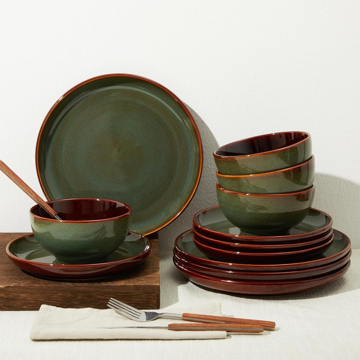 Stoneware Dinnerware Sets, Ceramic Plates and Bowls Set, Microwave & D