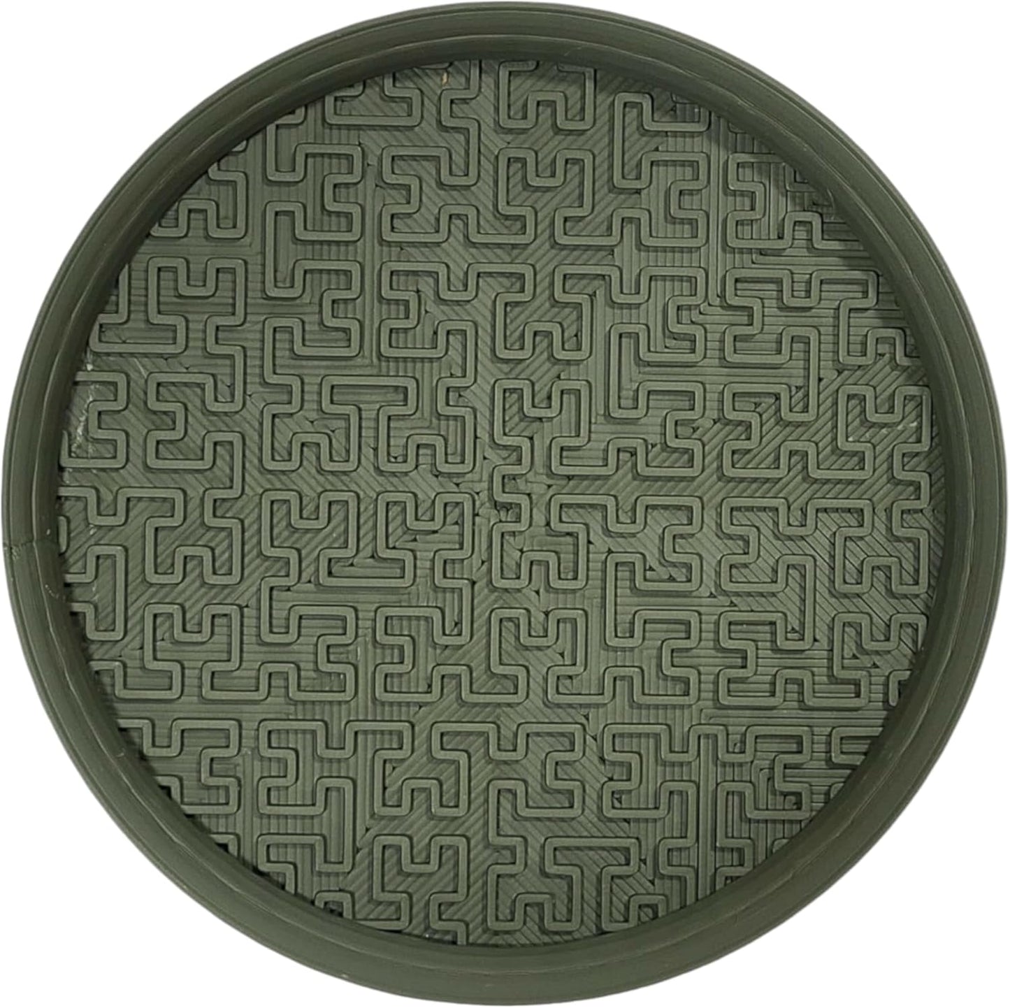 happimess USA2100B Drew 8.4" Modern Geometric Indoor Sustainable 3D Printed Plant Saucer, for Living Room, Kitchen, Bedroom, Olive