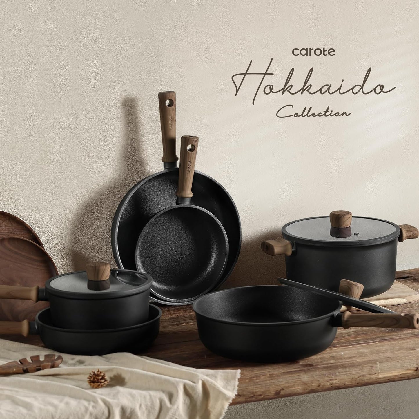 CAROTE 44pcs Nonstick Kitchen Titanium Cookware Sets, Nonstick Pots an