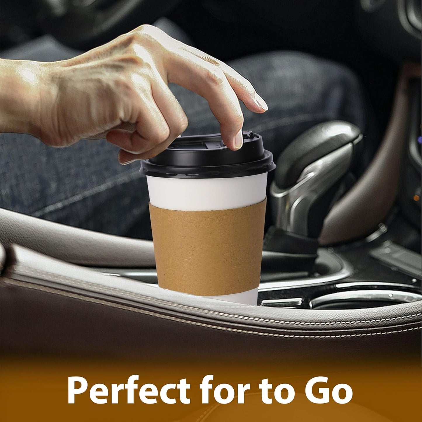 100 Pack 12 oz Disposable Coffee Cups with Lids and Insulated Sleeves, Leak-free Paper and Sturdy Thick Paper Hot to Go Coffee Cups with Lids for Cold/Hot Beverage (White)