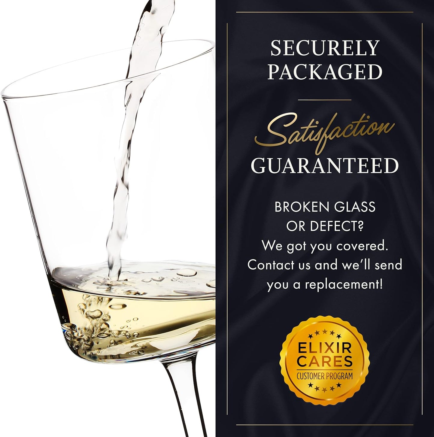 ELIXIR Premium Square White & Red Wine Glasses Set of 4-14oz - Unique Hand Blown Red or White Wine Glass in Gift Packaging - Crystal Vintage Large Glasses with Stem