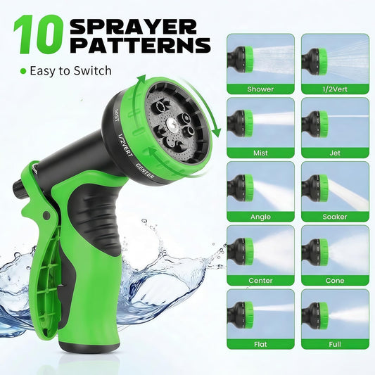 Garden Hose Nozzle with 10 Spray Patterns – High Pressure Water Spraye