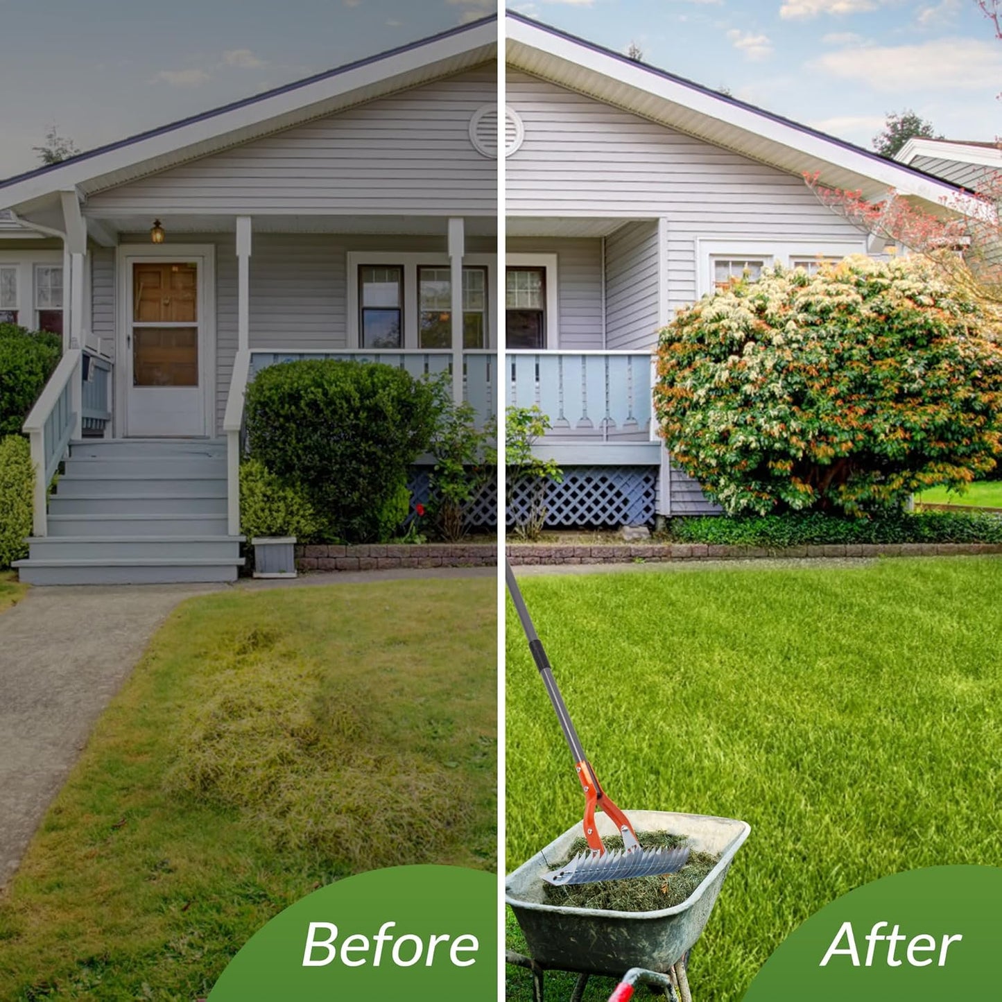 Walensee Thatch Rake, 15-Inch Lawn Thatching Rake, Robust Dethatcher R