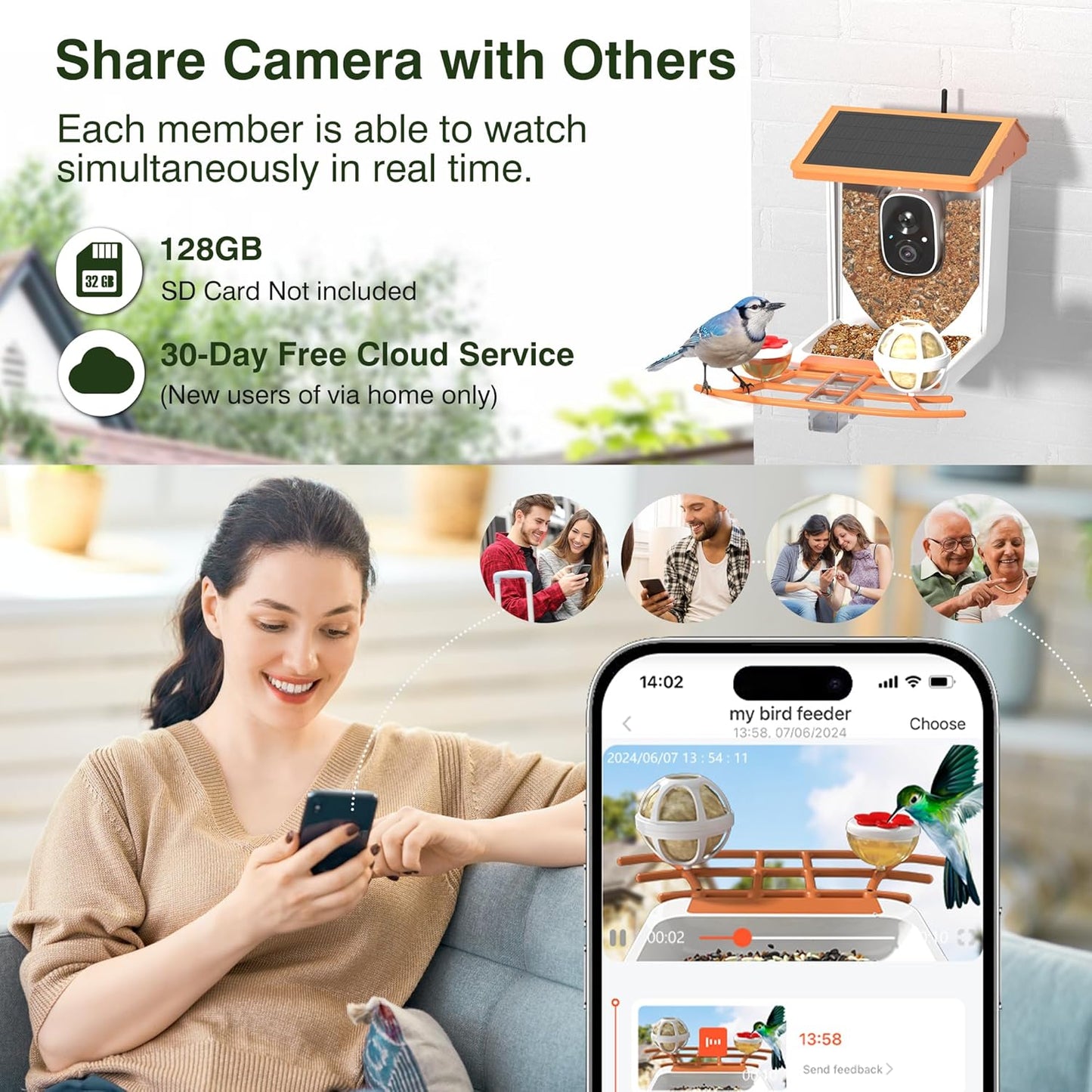 Smart Solar Bird Feeder with Camera,2K HD AI Identifies 11,000+ Birds,Solar Powered Wireless Outdoor Camera with Instant Alerts & Auto Capture - Perfect Backyard Bird Watching Gift