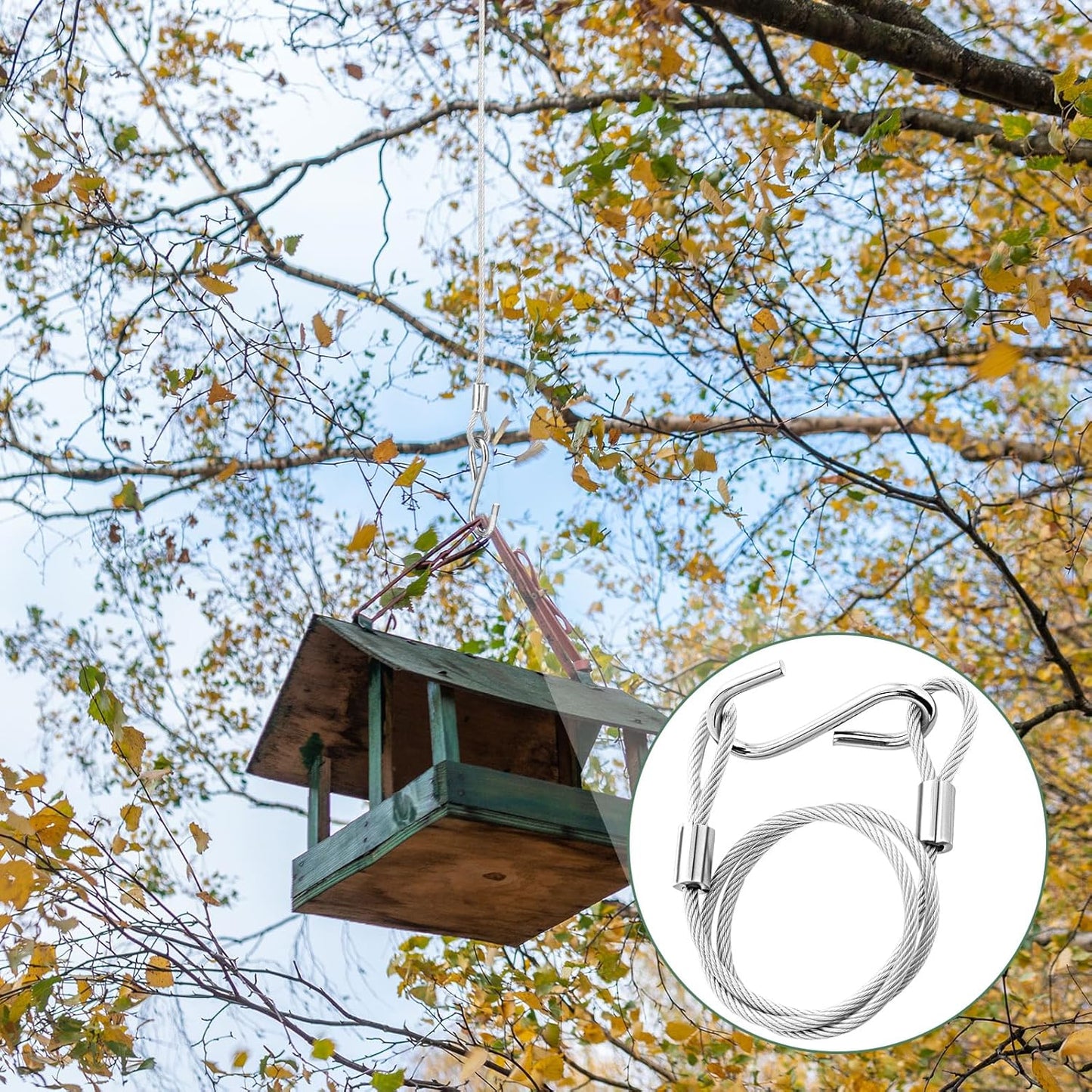 Kingdder 4 Pcs 18" Hanging Cables Chain with S Hook Bird Feeder Tree Hanger PVC Coated Flexible Branch Hook Limb Protector for Outside Bird Feeders, Planters and Decorations