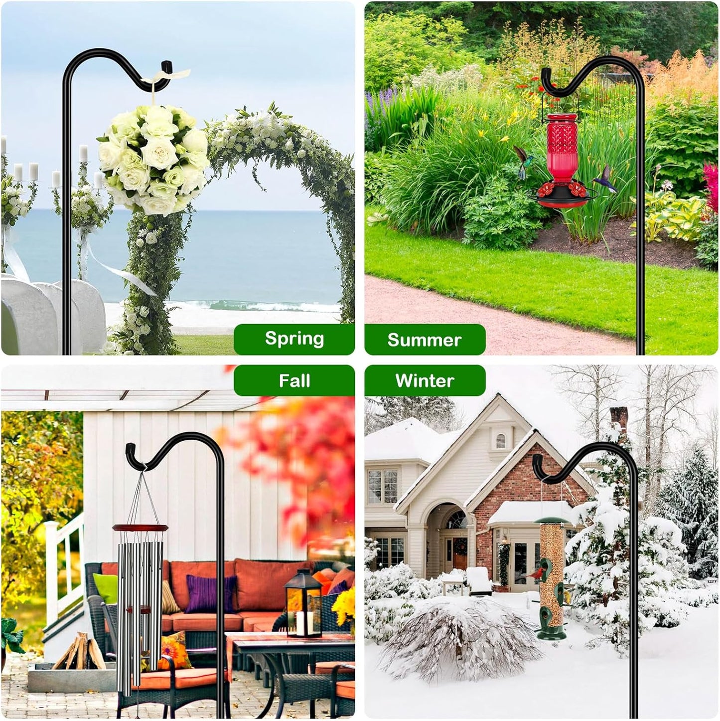 FEED GARDEN 76'' Bird Feeder Pole, Heavy Duty Shepherds Hooks for Outd