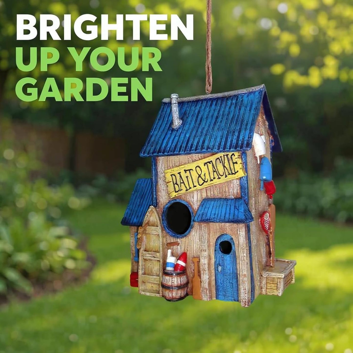 Spoontiques - Birdhouse - Garden Decor - Decorative Bird House for Yard and Garden Decoration - Hanging Novelty for Outdoor Patio - Bait Shop Birdhouse