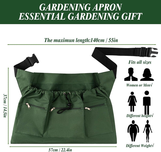 Gardening Apron, Garden Aprons with Pockets & Drawstring Bag, Waterpro