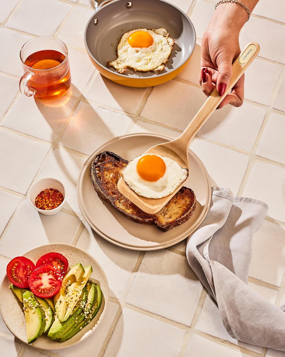Caraway Wooden Utensil Set - 5 Piece Cooking Utensil Set - Spoon, Serv