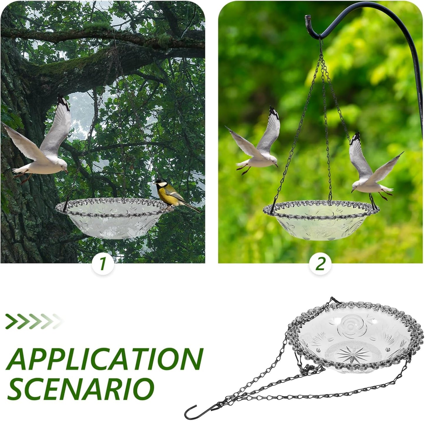 Milisten Hanging Bird Bath Metal Bird Feeder Bath Bowl Feeder Tray Wild Dish for Garden Backyard Patio and Yard