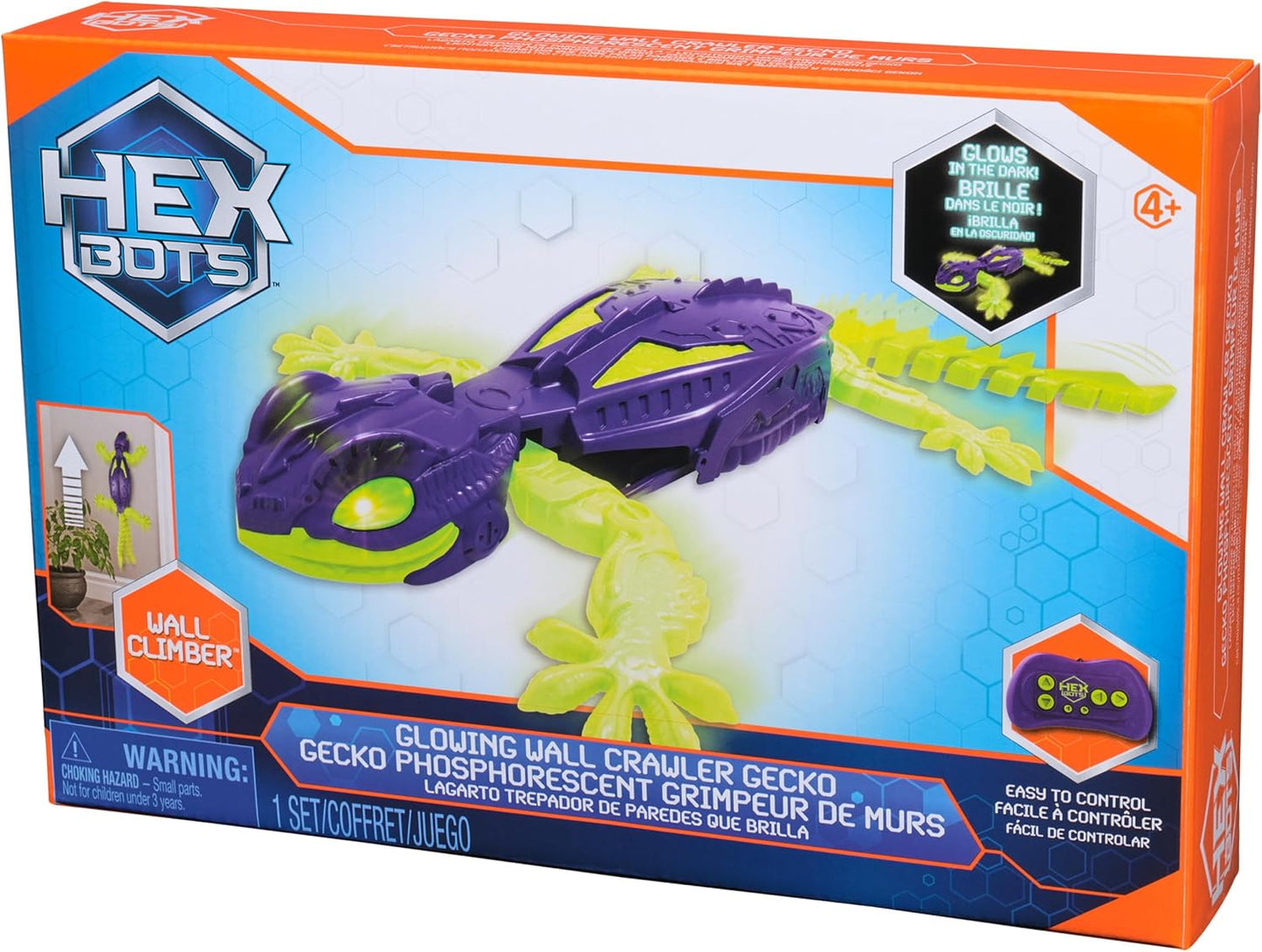 HEX Bots Glow-in-The-Dark Gecko with Official Wall Climber Technology,