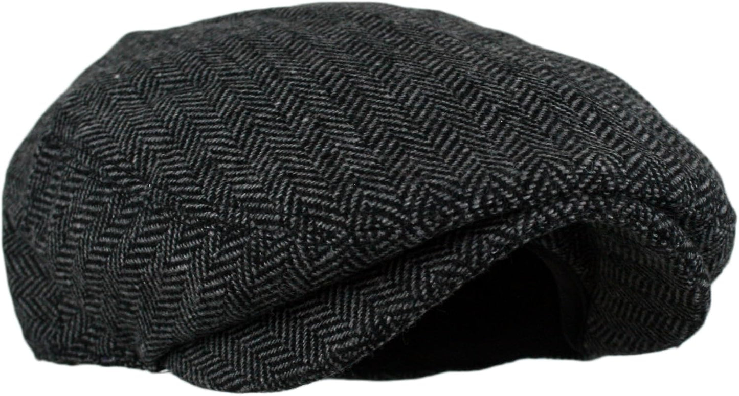 Wonderful Fashion Men's Classic Herringbone Tweed Wool Blend Newsboy I
