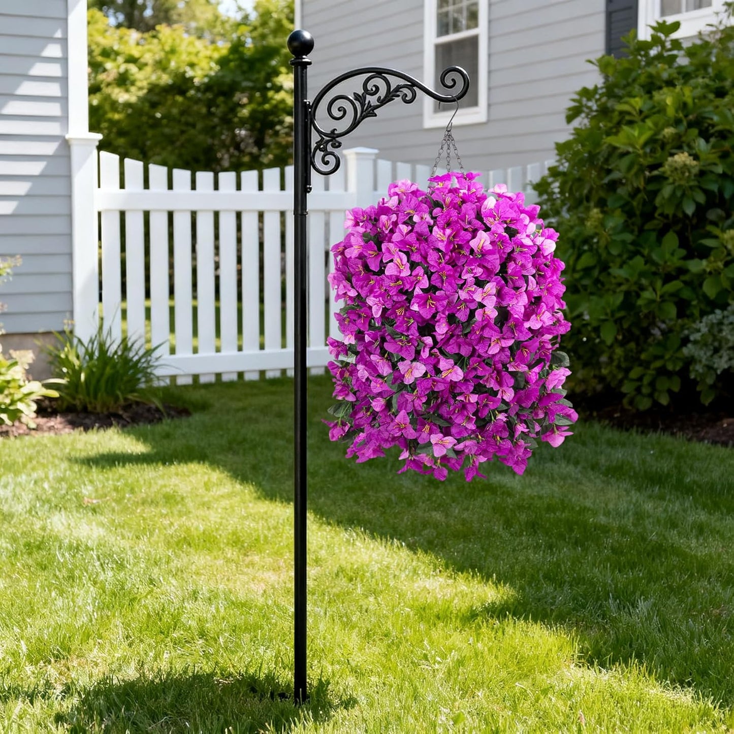 Artificial Fake Hanging Flowers with Basket for Outdoors Decoration, 3PCS Faux Flowers for Outdoor Planters UV Resistant No Fade Silk Bougainvillea for Home Porch Patio Garden Balcony Yard Decor