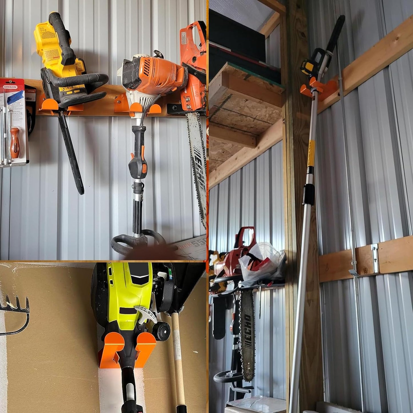 Heavy Duty Garage Organizer Wall Hanger - Garden Tool Rack for Grass Trimmer, Hedge Trimmer, Pole Saw Trimmer, bolwer,Garage Tools, 1 Pack