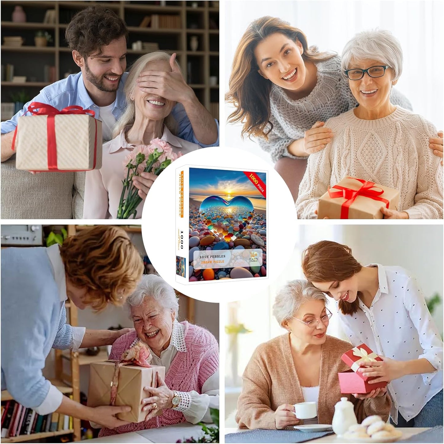 Jigsaw Puzzles for Adults 1000 Pieces, Love Pebbles Beach Puzzle, Impo