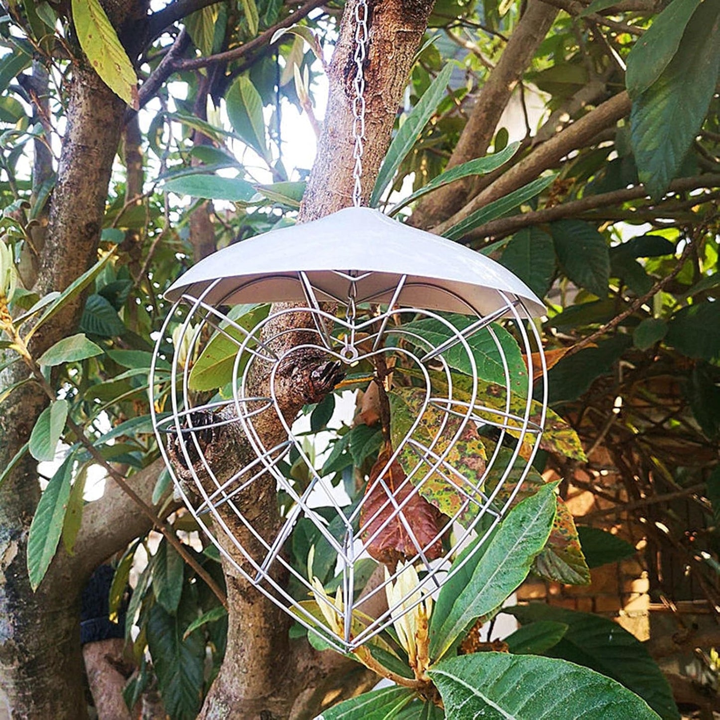Birds Food Dispenser with Roof for Wild Canaries- Finches Suet Basket