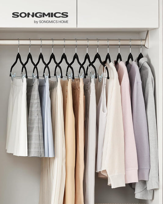 SONGMICS 30 Pack Pants Hangers, 16.7 Inches Long Velvet Trousers Hange