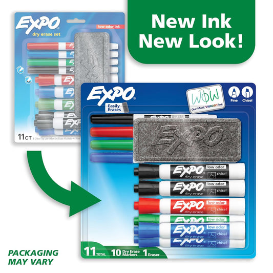 EXPO Dry Erase Markers Set, Fine & Chisel Tips, 11 Count - Classroom,