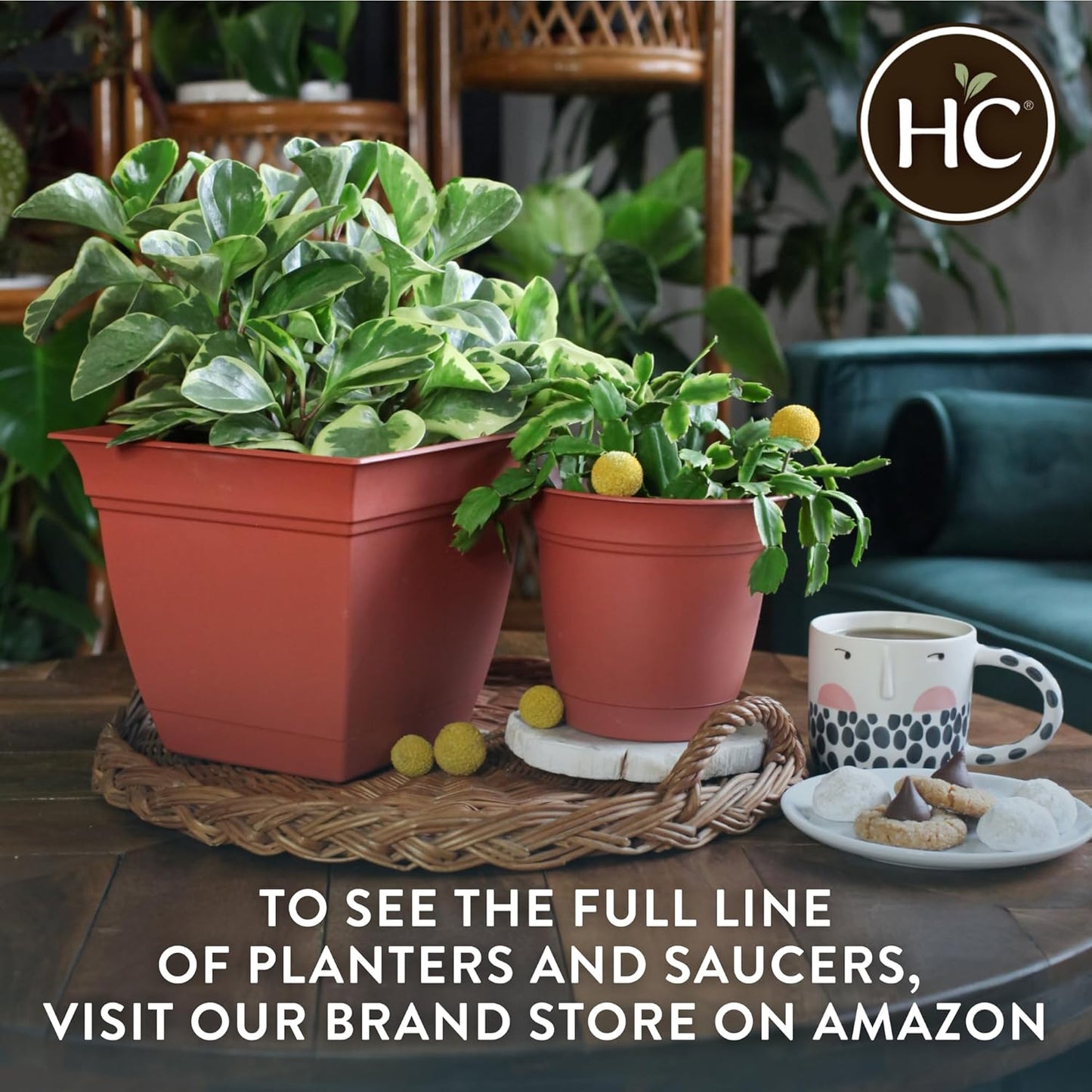 The HC Companies 12 Inch Eclipse Round Planter Pots with Drainage Hole