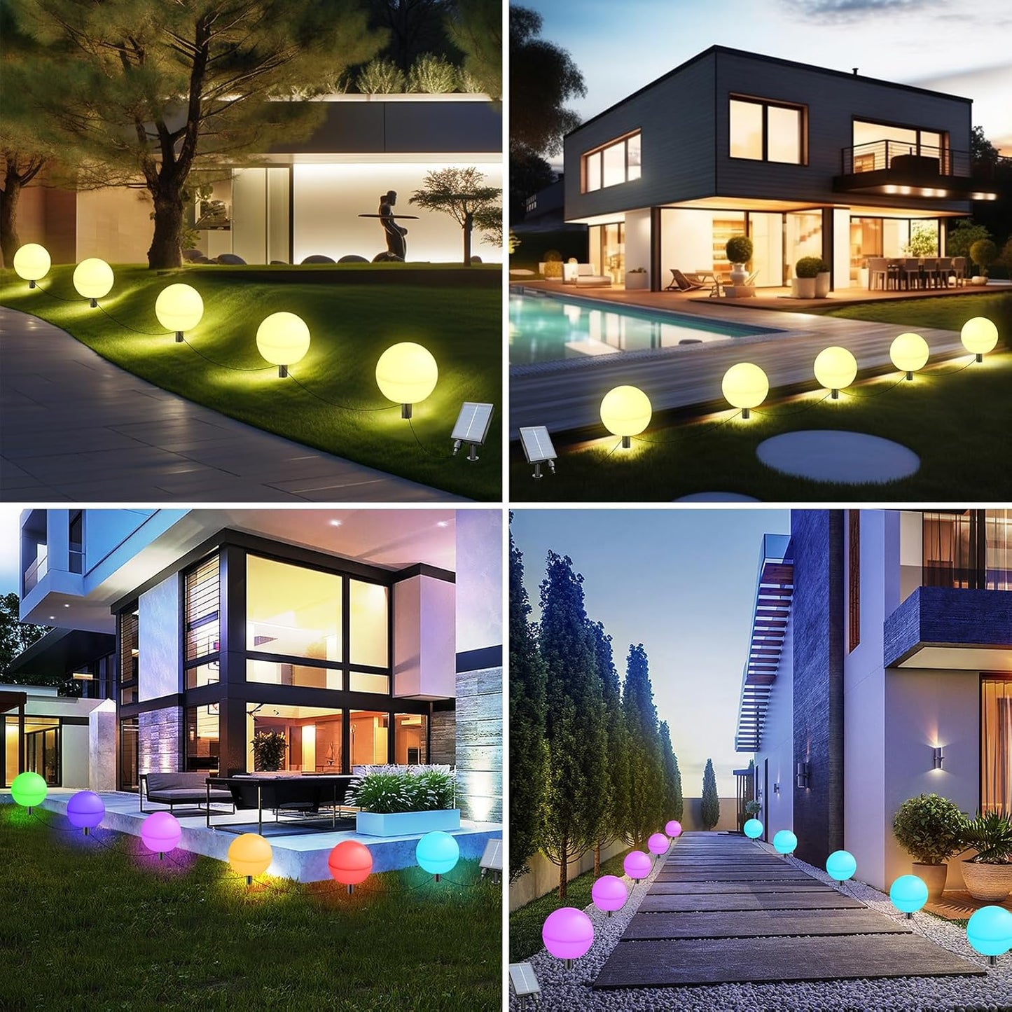Solar Lights Outdoor Waterproof Decorations, 5 Pack Solar Globe Lights
