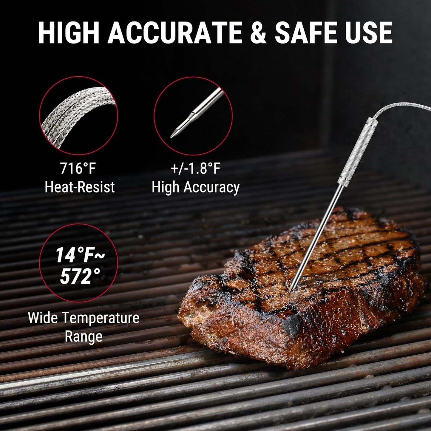 ThermoPro 650 ft Wireless Meat Thermometer Digital for Grilling and Sm