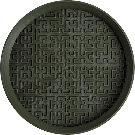 happimess USA2100B Drew 8.4" Modern Geometric Indoor Sustainable 3D Printed Plant Saucer, for Living Room, Kitchen, Bedroom, Olive