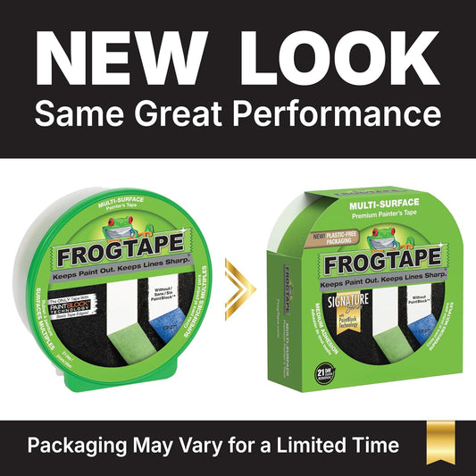 FrogTape Multi-Surface Painters Tape with PAINTBLOCK, 1 Inch Wide (0.94 In. x 60 Yds), Medium Adhesion, Green, 1 Roll (1358463)