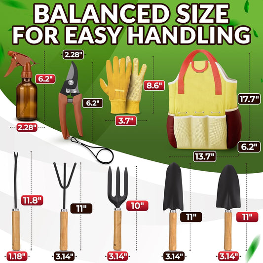 10 Pcs Gardening Tool Set for Women – All-in-One Garden Tools Set with