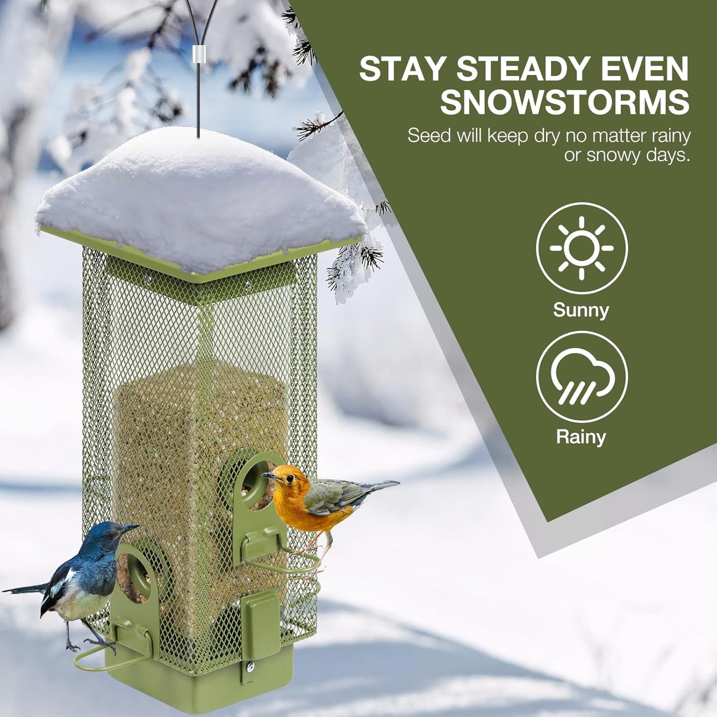 Bird Feeders Squirrel Proof with Weight Activated Perches, Metal Mesh Bird Feeder for Outdoors,Cardinal Hanging Wild Bird Feeder 2.2lbs Seed Capacity for Finch Chickadee Sparrow...