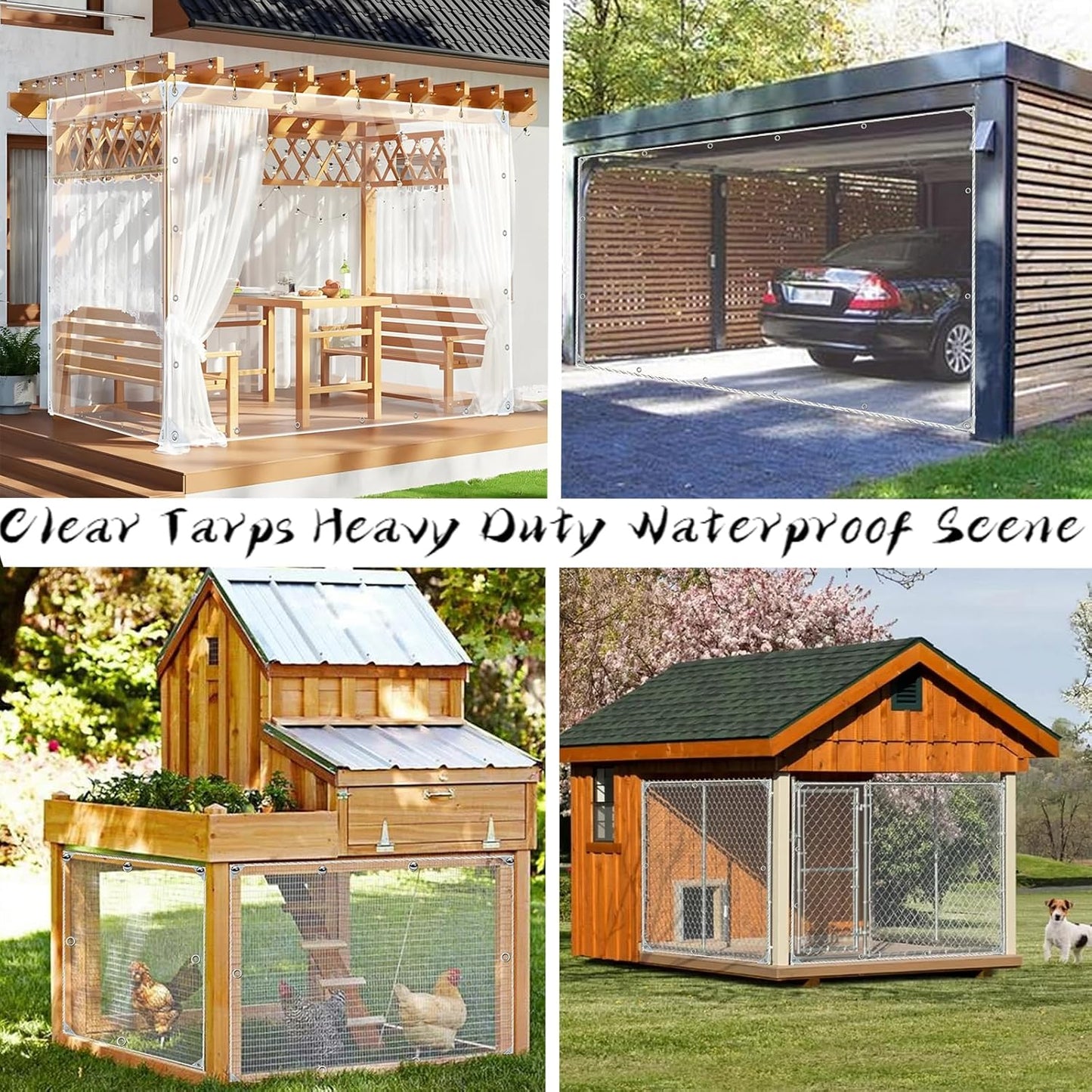 6'x8.2' Clear Tarps Heavy Duty Waterproof 14mil Thicken Transparent Waterproof Tarpaulin - Clear Vinyl Tarp with Grommets for Covering Garden Plant Camping Supplies