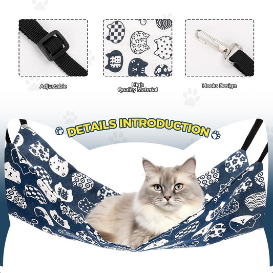 Cat Hammock for Cage Hanging Reversible 2Pack,Pet Hammock Bed Adjustab