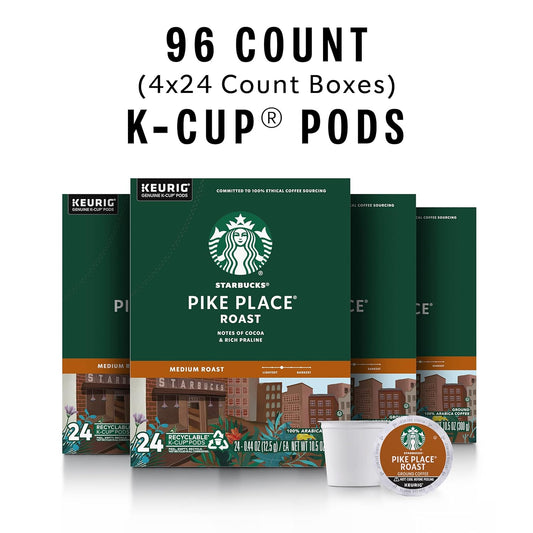 Starbucks K-Cup Coffee Pods, Medium Roast Hot or Iced Coffee, Pike Pla