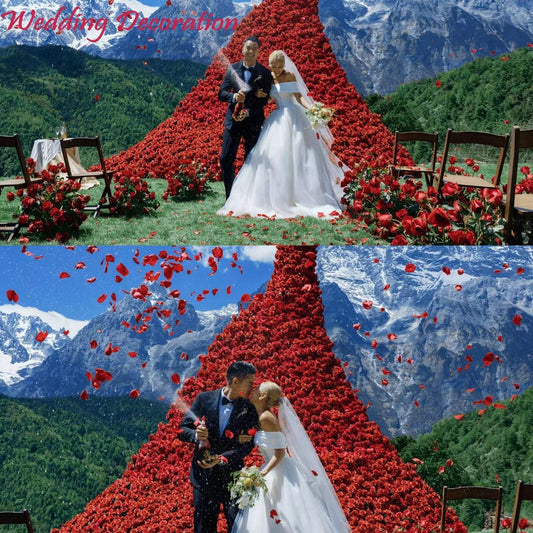 CODE FLORIST 2200 PCS Dark-Red Silk Rose Petals for Romantic Night,Wedding,Proposal Anniversary Flower Decorations
