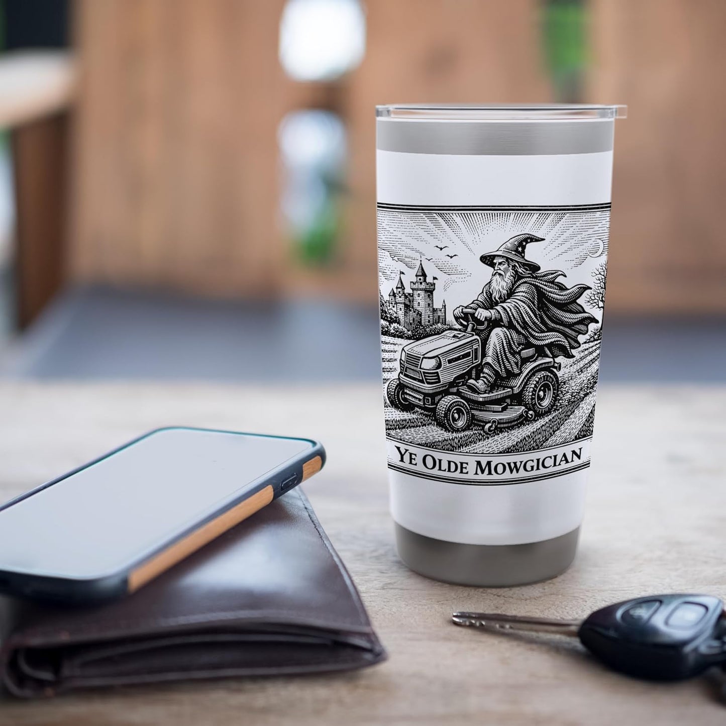 Funny Lawn Care Ride on Lawn Mower Medieval Father's Day Stainless Steel Insulated Tumbler