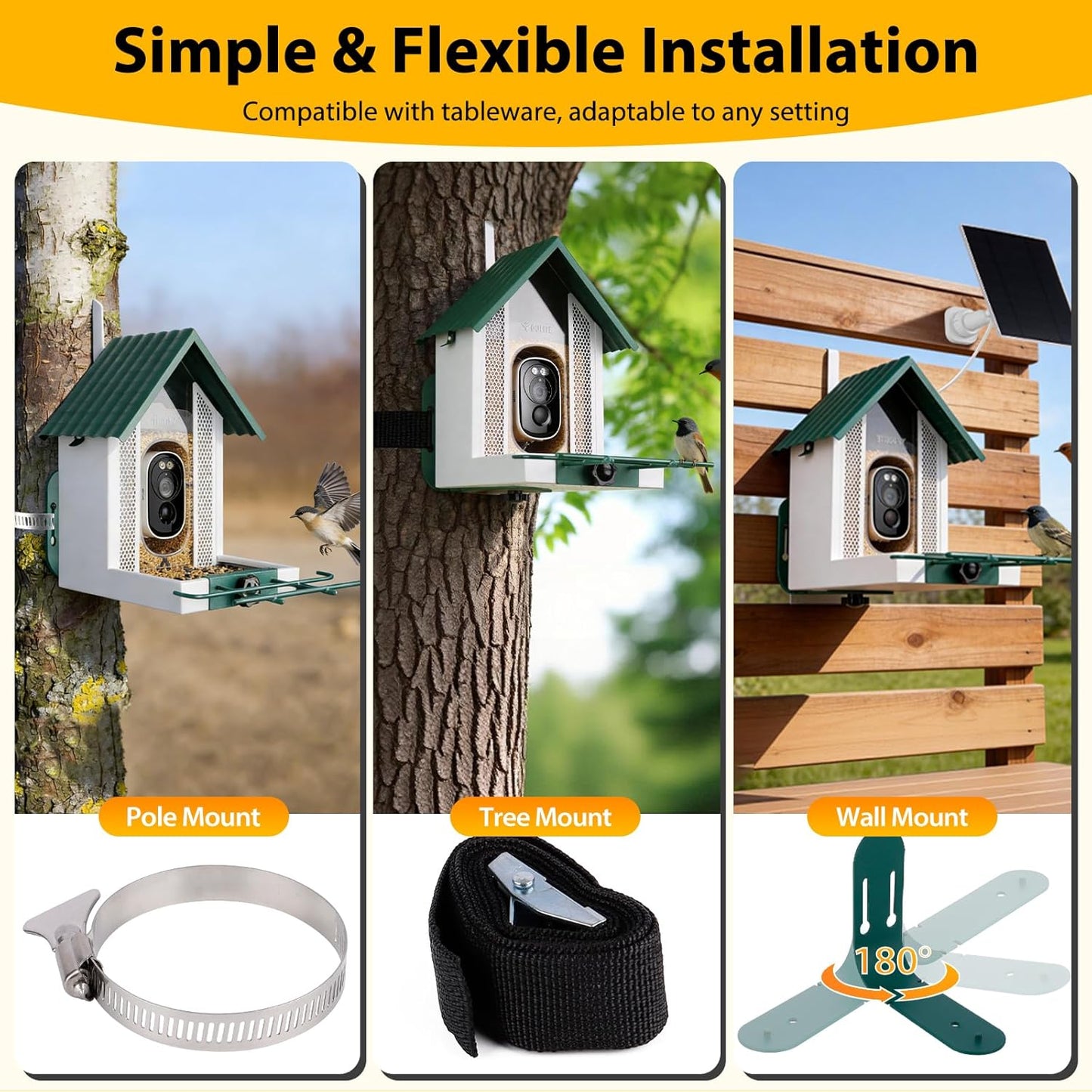 Smart Bird Feeder with Camera 2.5K HD, BOLITE Bird House for Outdoors, AI Auto-Capture & Motion Detection, Weatherproof Camera, Solar Powered, Great for Men Women Mom Dad & Bird Lovers, Green