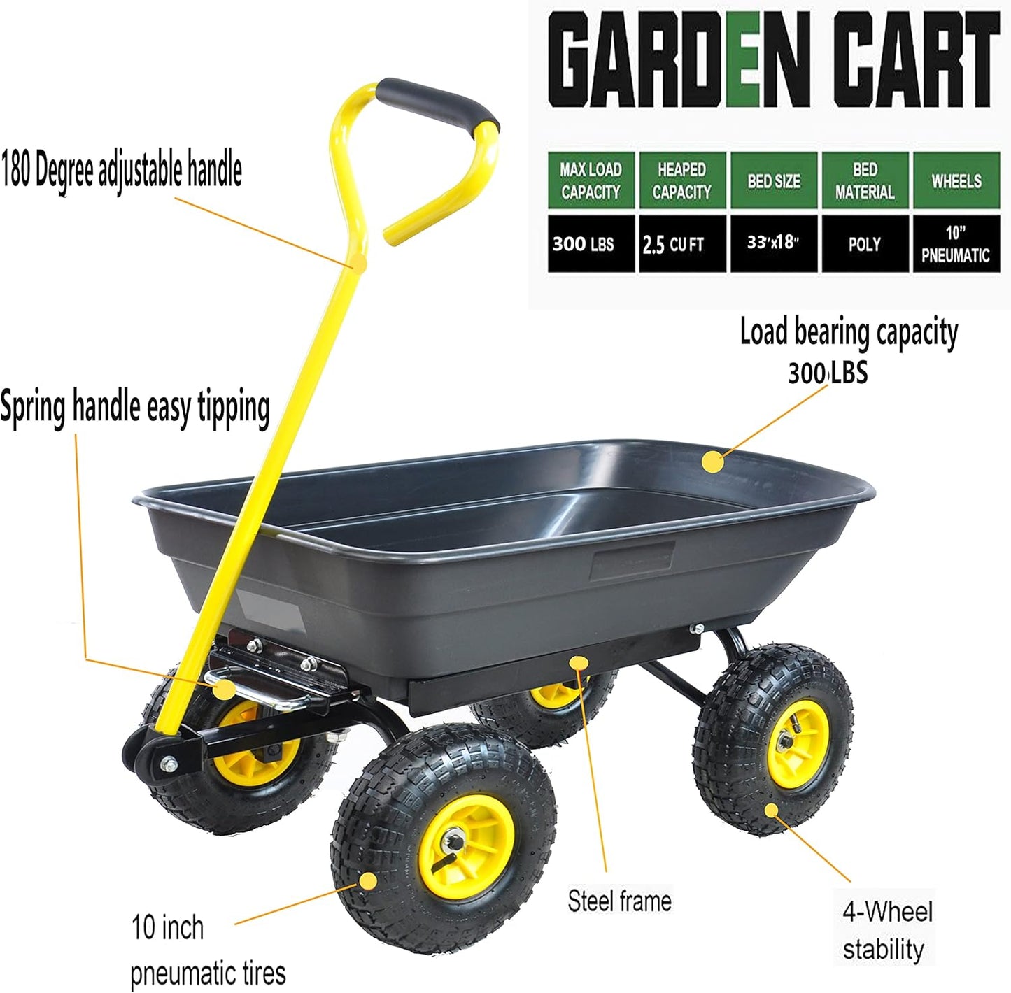 Garden Cart Outdoor Utility Wagon with Solid Wheels Beach Wagon,All Te