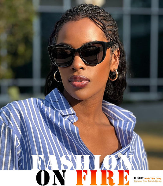 FEISEDY Polarized Vintage Sunglasses American Womens Square Jackie O C