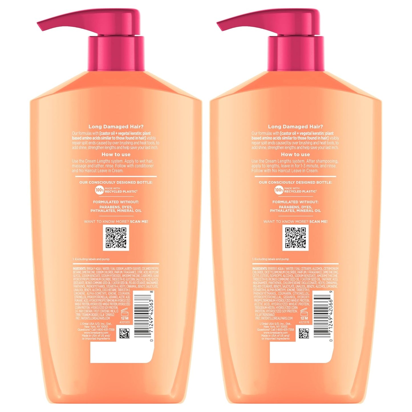 L'Oreal Paris Elvive Dream Lengths Shampoo and Conditioner Kit, Parabe