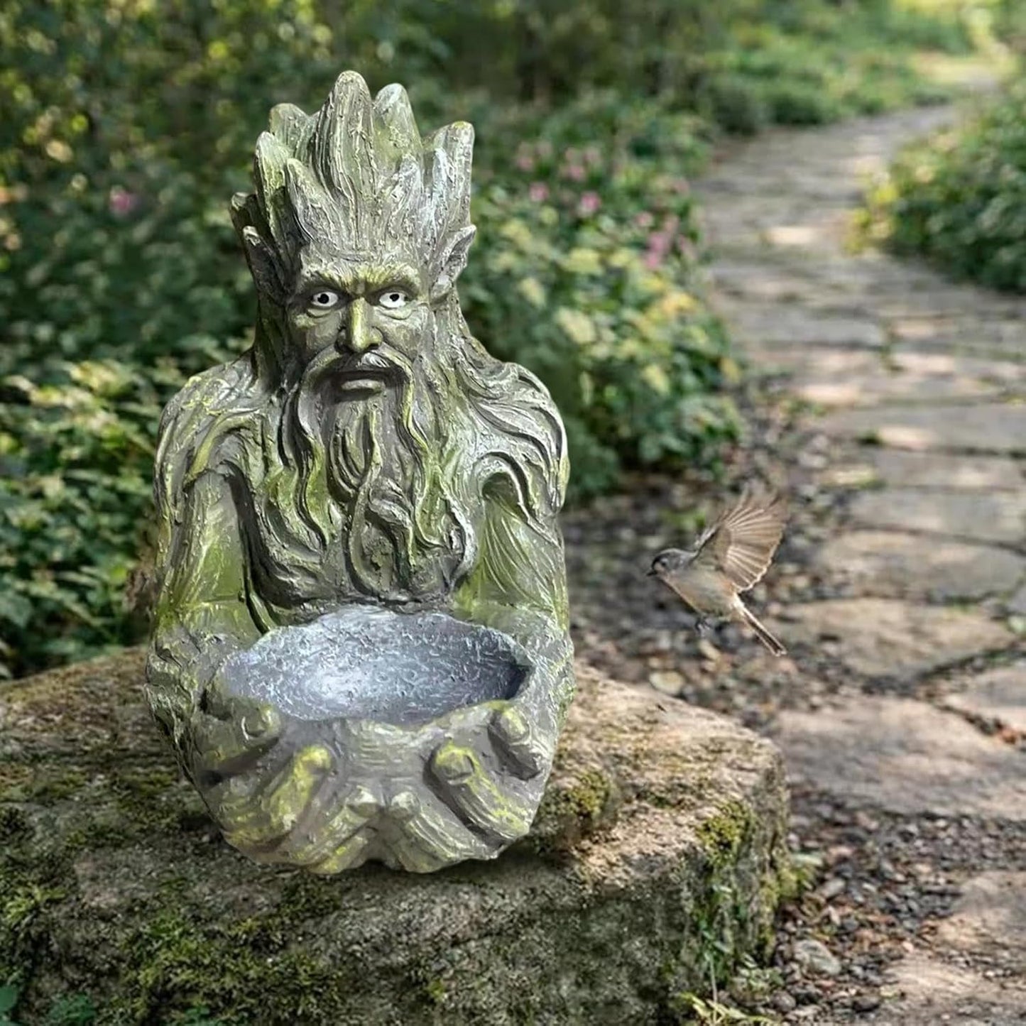 Sparrow Station - Winged Animal Feeder for Gazing | Weather-Proof Ston