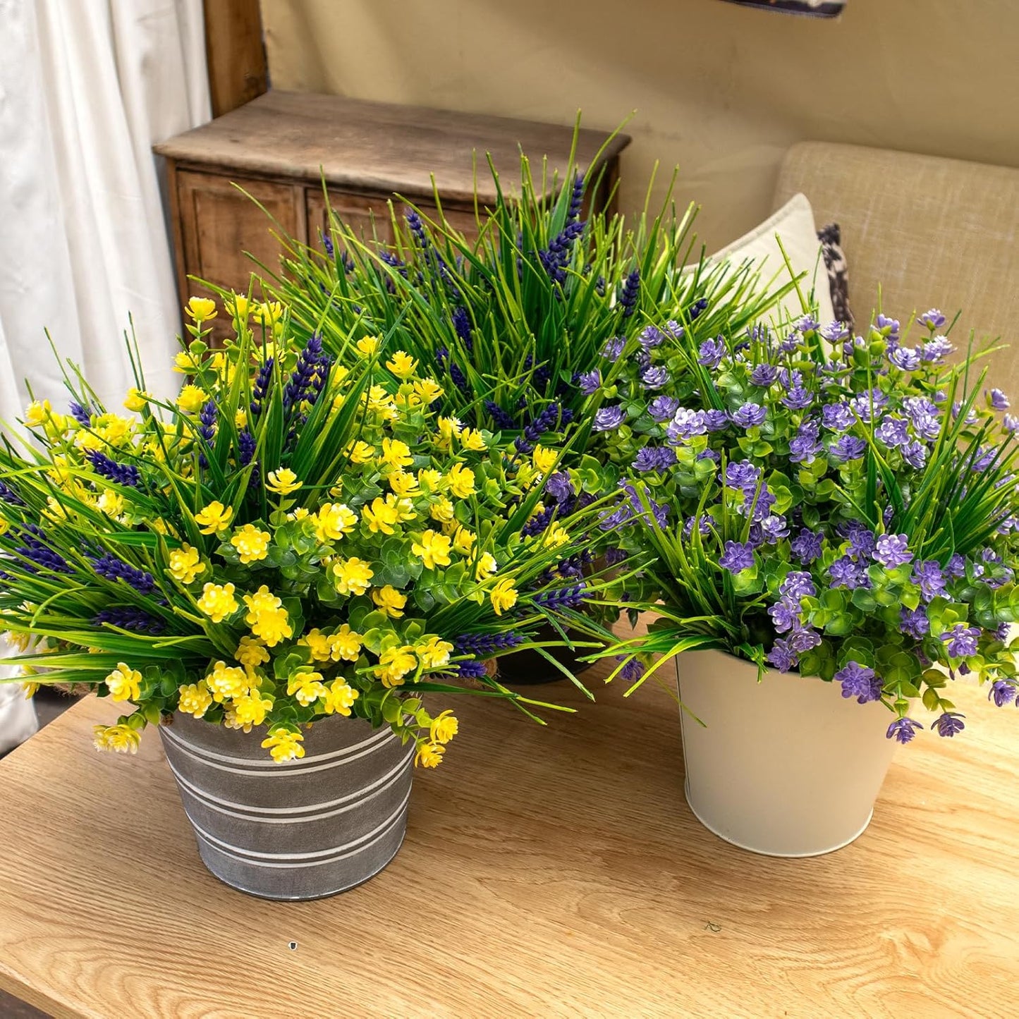 Artificial Flowers for Outdoors,12 Bundles UV Resistant Artificial Plants Outdoor,Not-Fading Plastic Faux Flowers for Outdoor Planters for Yard Garden Porch Patio Window Home Decor,No Pot Included
