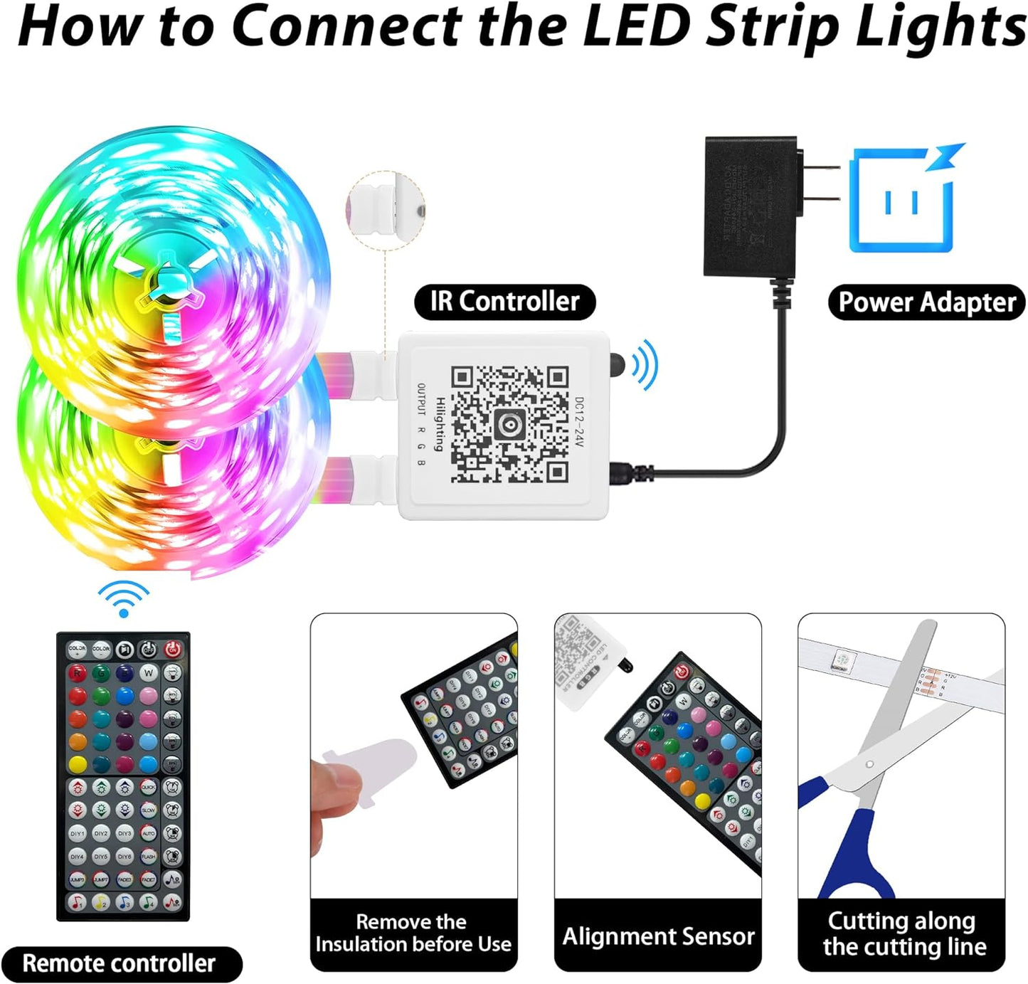 Led Lights for Bedroom 150 ft (2 Rolls of 75ft), Music Sync RGB Led Strip Lights with Remote App Control, Color Changing Led Lights for Room Home Kitchen Party Decor