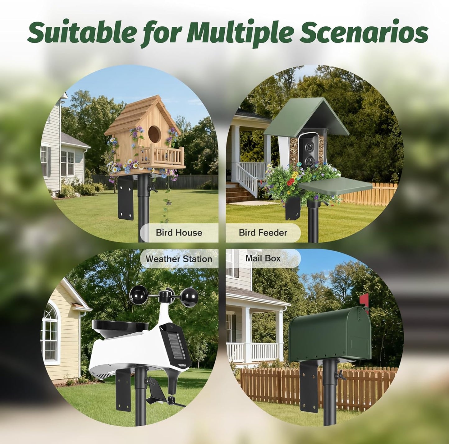Bird Feeder Pole Kit, 95 Inch Metal Heavy Duty Bird House Pole with Squirrel Baffle,5-Prong Base,Hook for Hanging Bird feeders