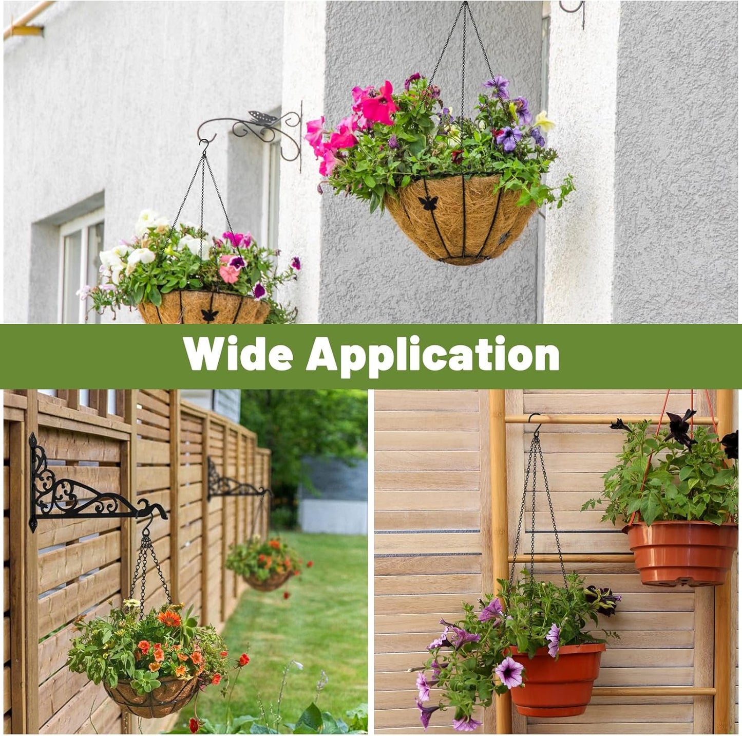 4 Pack 18Inch Hanging Basket Chain,Black Hanging Chain with Hooks Flower Pot Chain Replacement Plant Hangers for Bird Feeders,Planters Wind Chimes and Decorative