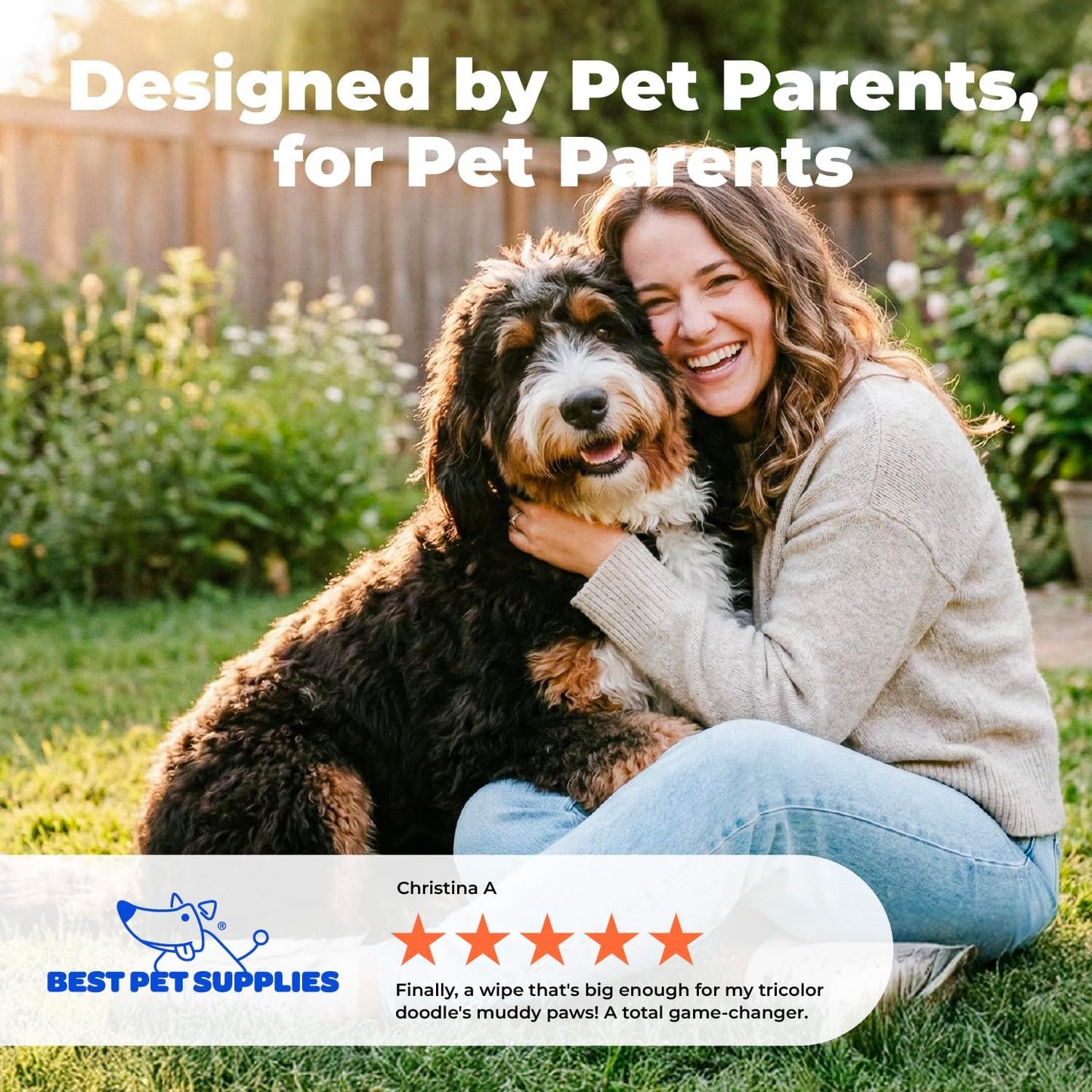 Best Pet Supplies 8" x 9" Large Dog Wipes - Cleaning and Deodorizing f