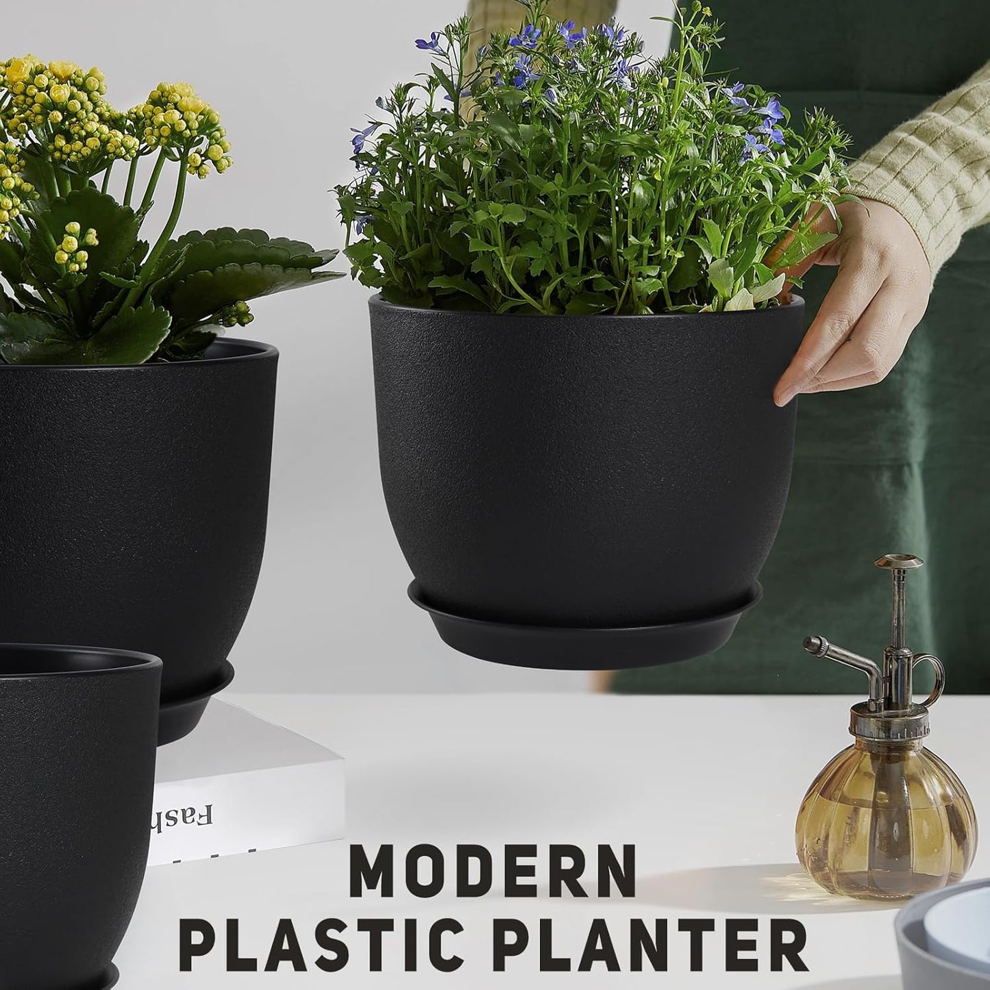 Plant Pots 12/10/9 inch Set of 3, Flower Pots with Multi Mesh Drainage