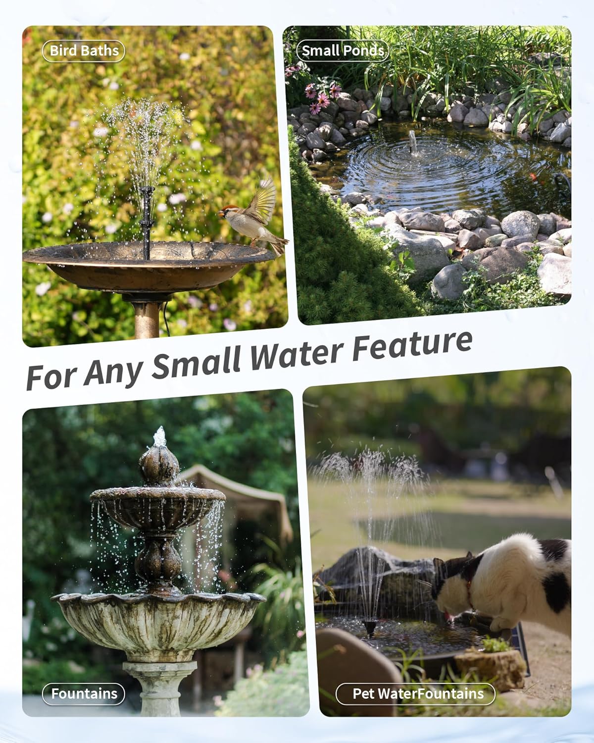 POPOSOAP 4W Solar Fountain Pump with Filter Box, Solar Powered Water Pump Kit with Fountain Nozzles & PVC Tubing for Bird Bath, Garden, Outdoor Fish Tank & Backyard Decor P3035