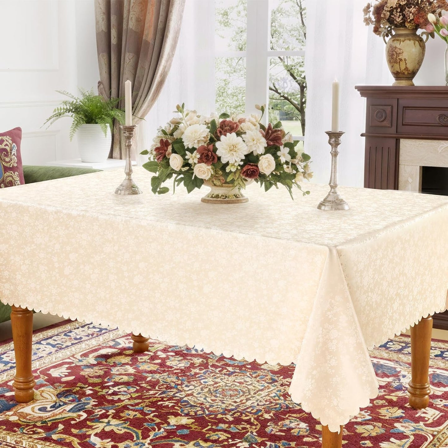 Smiry Rectangle Table Cloth, Waterproof Heavy Duty Vinyl Tablecloths,